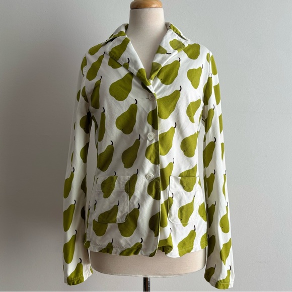 MARIMEKKO Päärnyä Pear Print Cotton Twill Jacket Mika Piirainen 40 / 12 - Picture 2 of 12